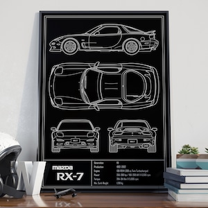 Mazda RX7 FD Blueprint Poster