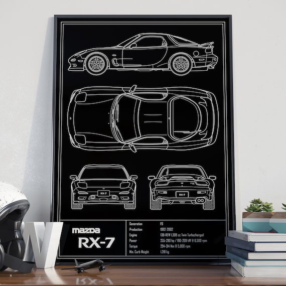 Mazda RX7 FD Blueprint Poster - Etsy