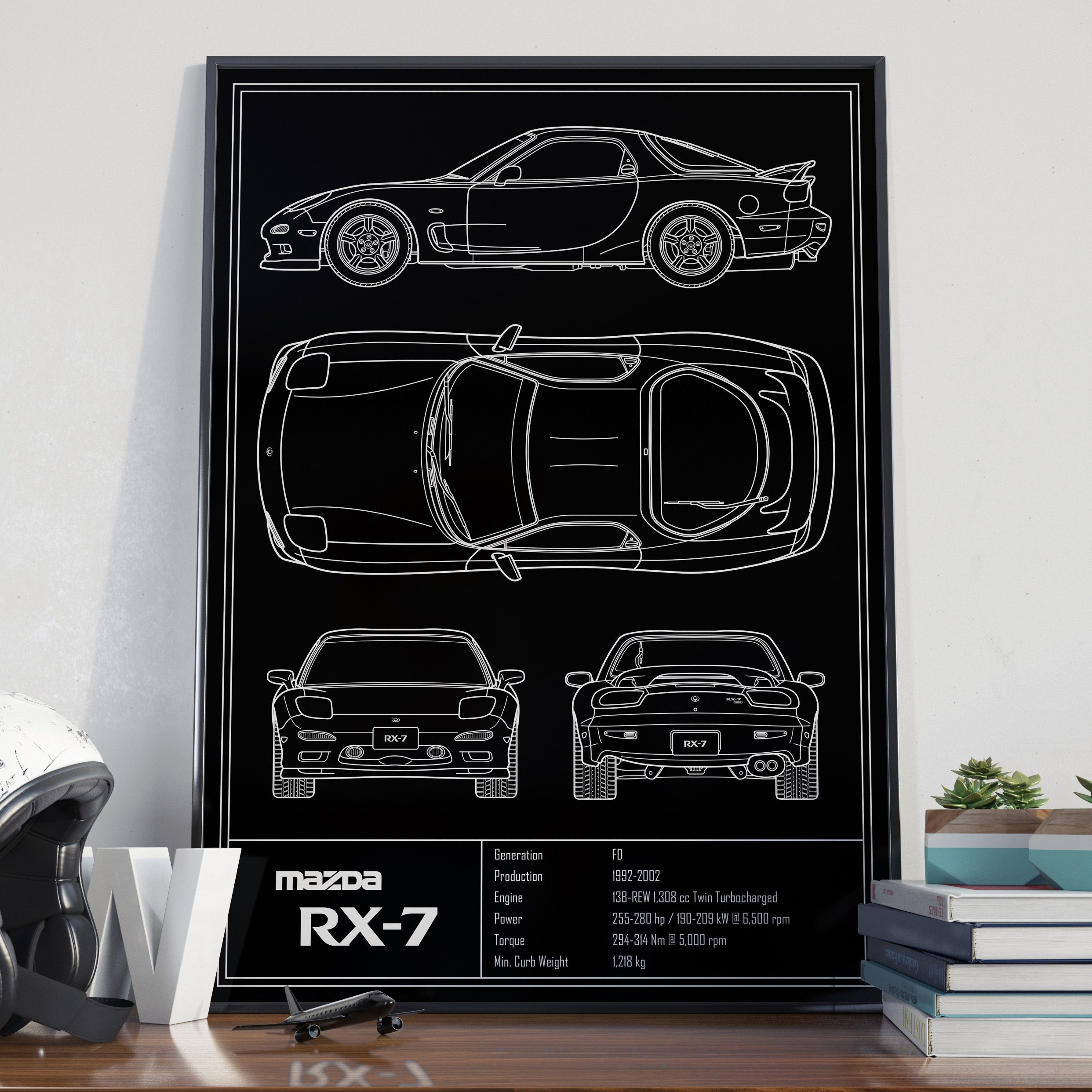 1983 Mazda RX-7 brown | POSTER | 24X36 Inch | Vintage
