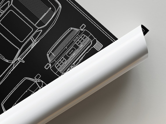Porsche 944 Turbo Blueprint Poster - Etsy