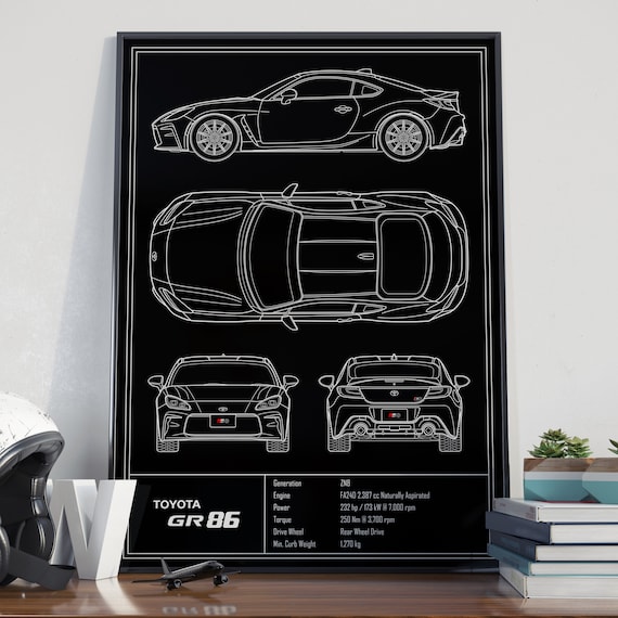 Toyota GR86 Blueprint Poster (2022)
