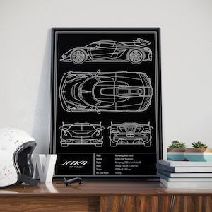 Koenigsegg Jesko Attack Blueprint Poster
