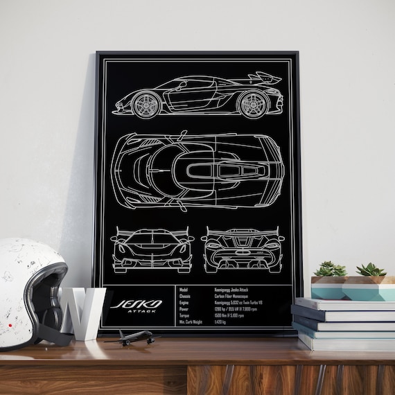 Koenigsegg Jesko Attack Blueprint Poster - Etsy