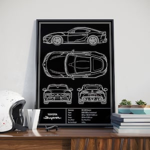 Toyota Supra MK5 A90 Blueprint Poster