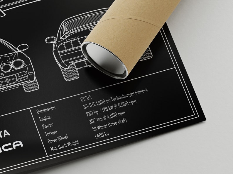 Toyota Celica ST205 GT-FOUR Blueprint Poster image 8