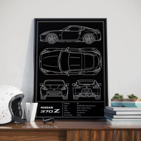 Nissan 370Z Z34 Blueprint Poster