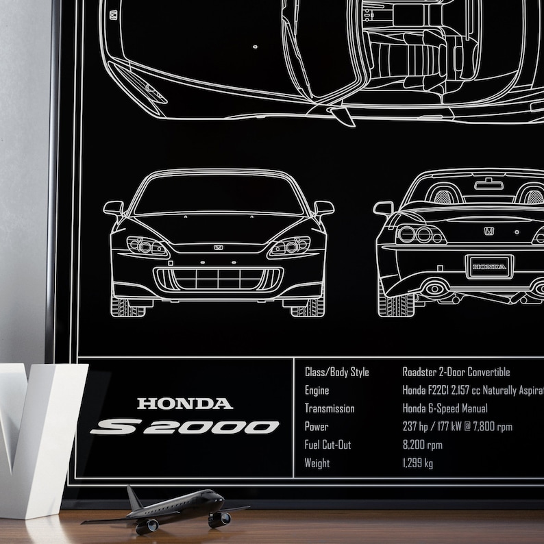 Honda S2000 AP2 Blueprint Poster image 3