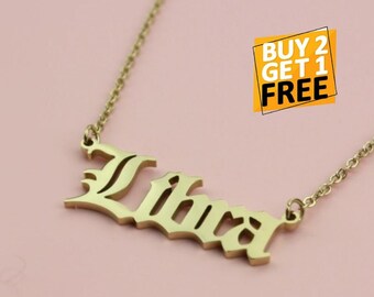 Libra Nameplate Necklace - Etsy