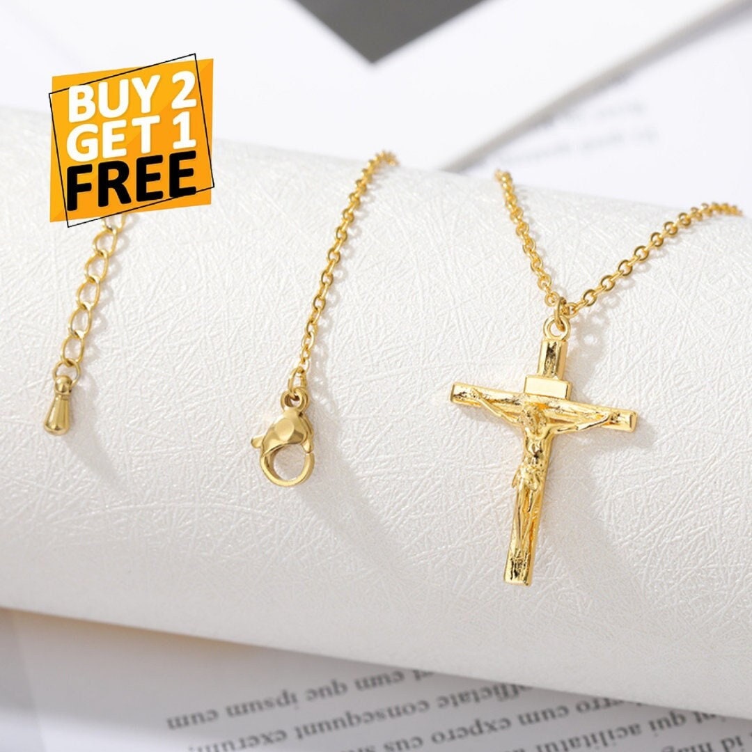 Gold Filled Crucifix Necklace Pouch Jesus Cross Necklace - Etsy UK