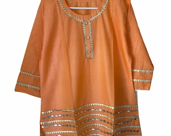 Ladies 2Pcs Cotton Lawn Mirror work with Gotta Lace Kameez Pant