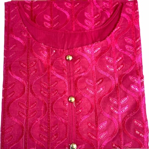 Women Designer Wear Hot Pink  Sequence Kurti With Embroidered