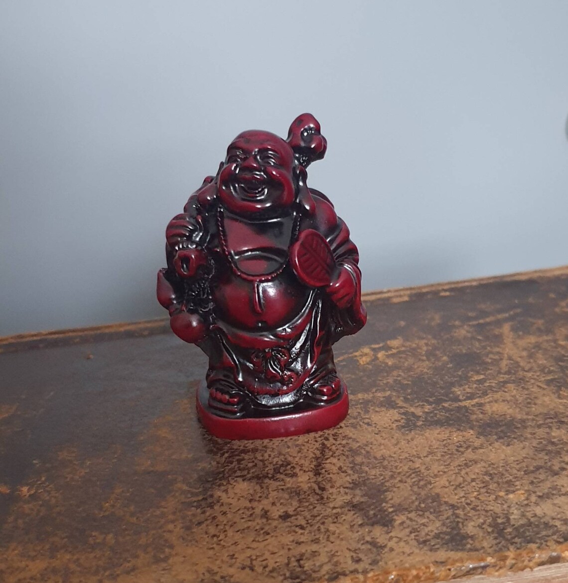Set of 4 small red resin Buddha statues Etsy