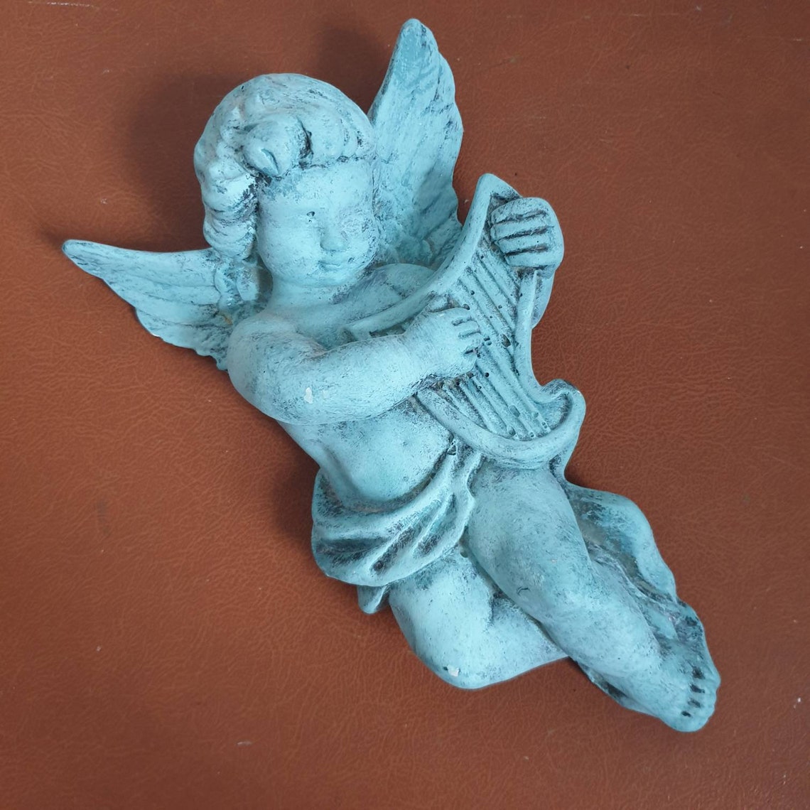 Pair of vintage painted wall hanging cherubs plaster angels Etsy