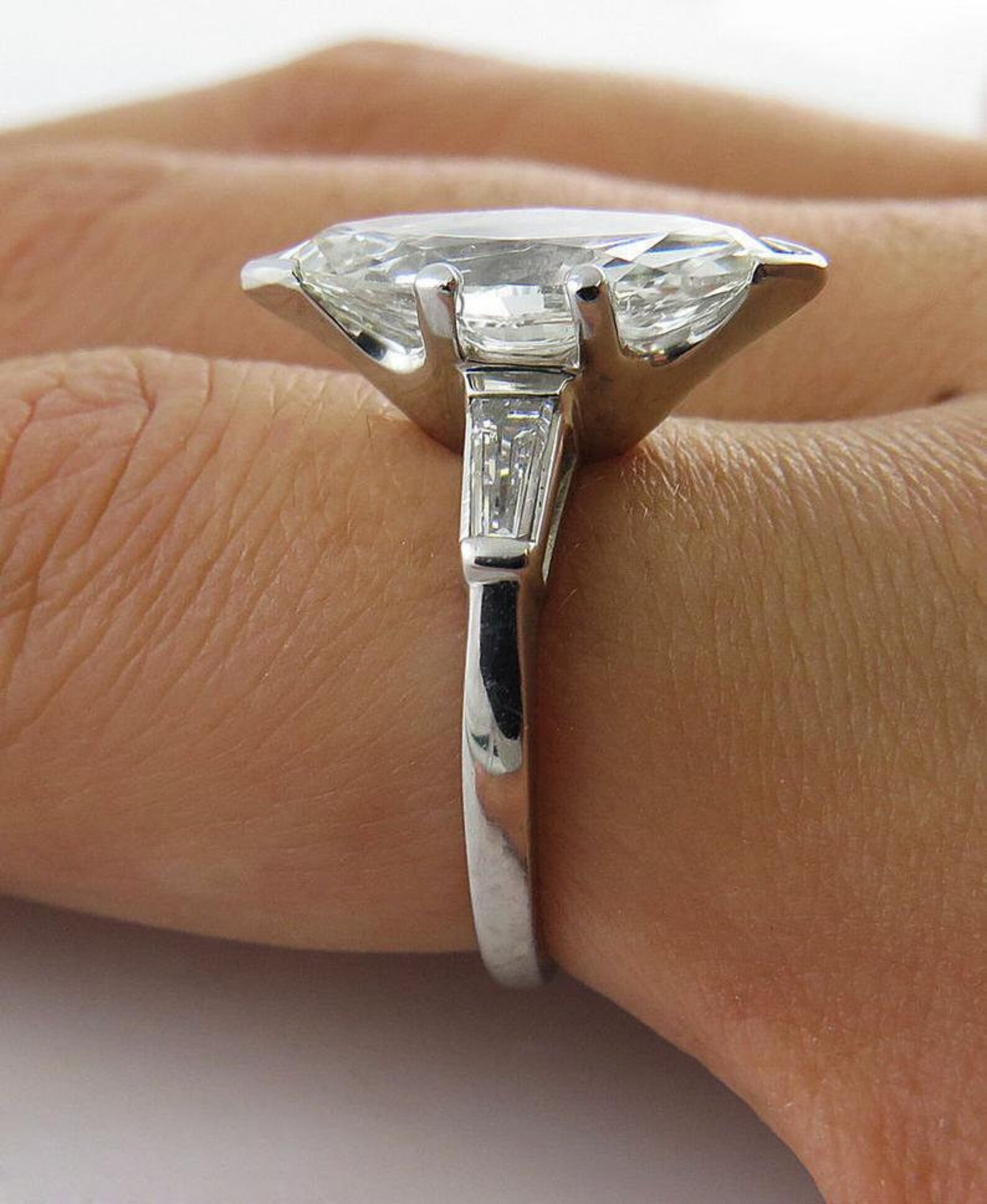 Marquise Three Stone Ring 3.62 Ctw Marquise Cut Engagement Etsy