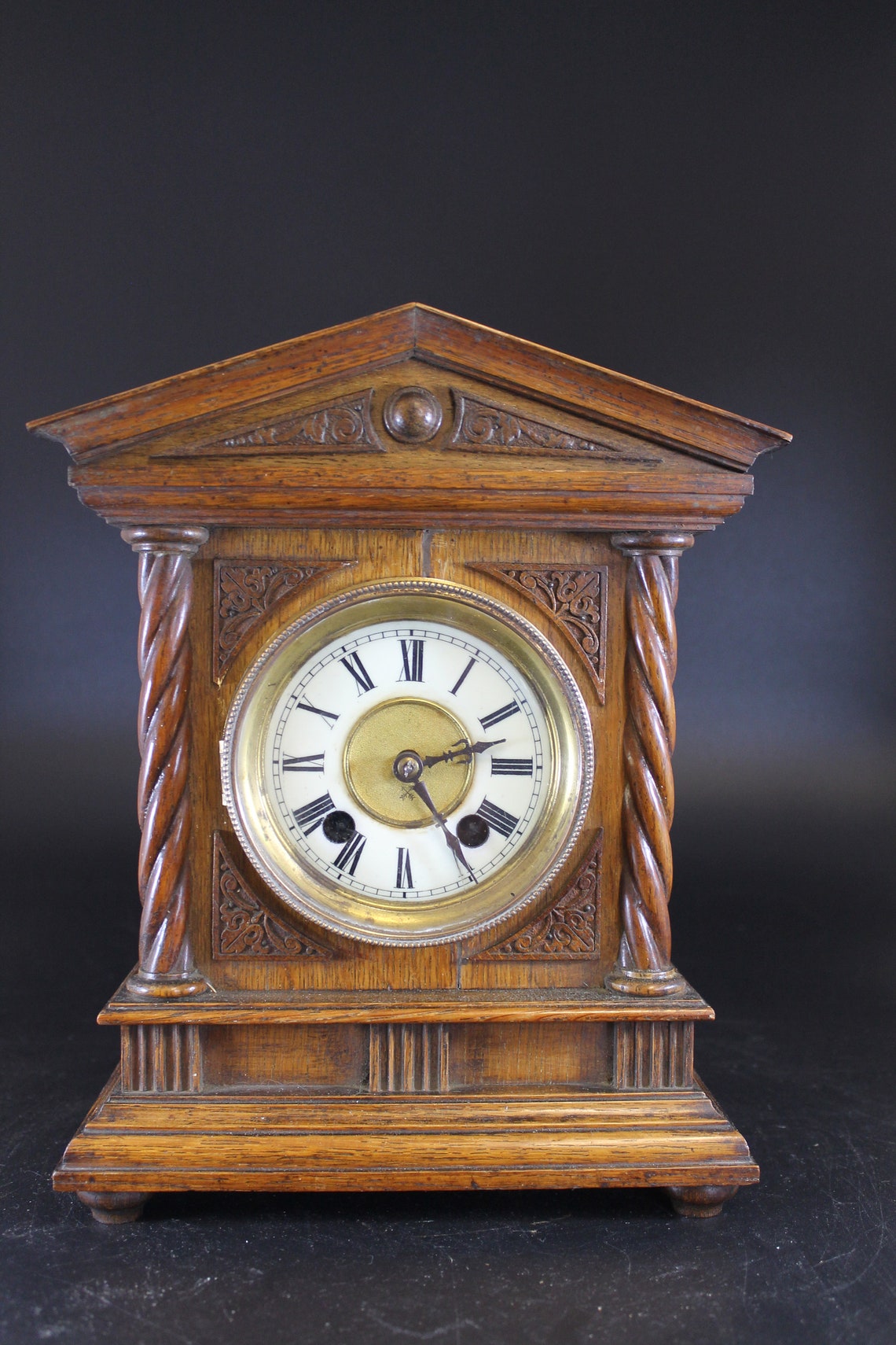 Antique German Oak mantel clock vintage oak mantel clock Etsy