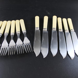 vintage fish knife and forks silver plated