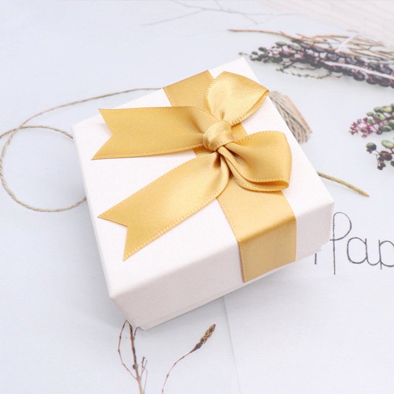 Ring Pendant Bracelet Necklace Earrings Jewelry Gift Box, Ribbon Wrapping box, Bridal Bridesmaid Jewelry Gift Boxes, Special Day Gift Boxes Gold Ribbon