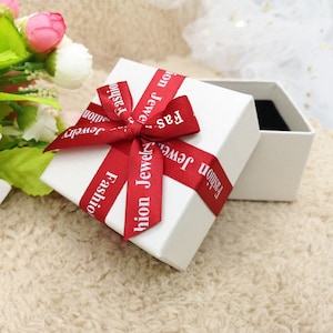 Ring Pendant Bracelet Necklace Earrings Jewelry Gift Box, Ribbon Wrapping box, Bridal Bridesmaid Jewelry Gift Boxes, Special Day Gift Boxes Red Ribbon