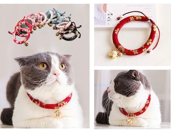 Collier de style japonais pour chien et chat, amovible, accessoires de collier pour animal de compagnie, ensemble de mariage, collier fait main pour chien et chat avec cloche, cadeaux pour amoureux des animaux de compagnie