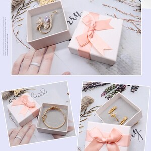 Ring Pendant Bracelet Necklace Earrings Jewelry Gift Box, Ribbon Wrapping box, Bridal Bridesmaid Jewelry Gift Boxes, Special Day Gift Boxes Pink Ribbon