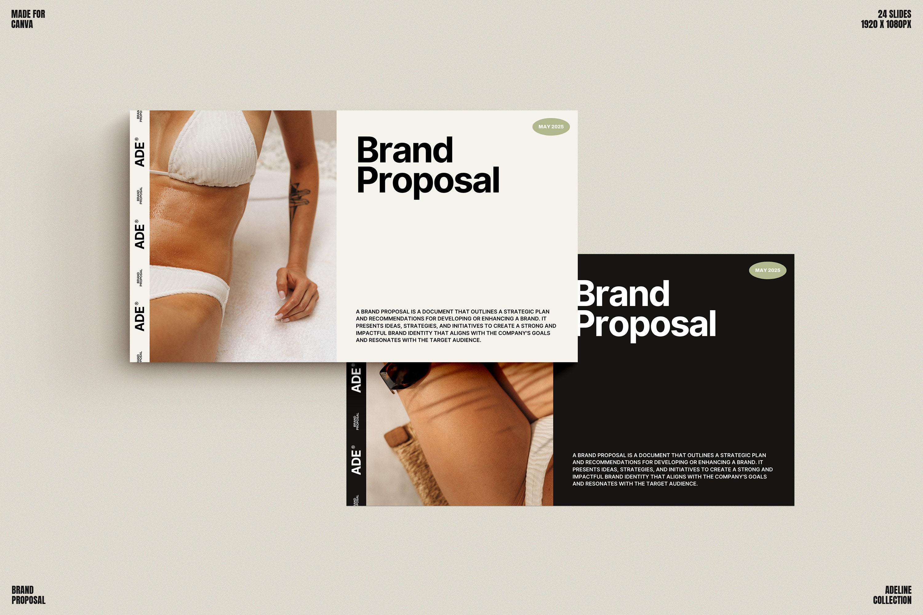 Modèle de proposition de marque ADE pour Canva | Modèle de plate-forme de pitch | Proposition de présentation | Proposition d'affaires | Proposition de marque. Modèle de toile