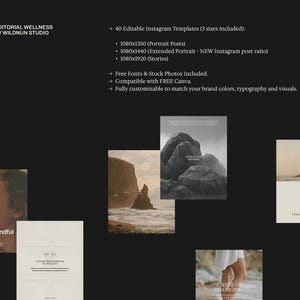 Editorial Wellness Instagram Templates. Holistic Health Canva Templates. Mindful Living Social Media Pack. Life Coach & Yoga Instagram Posts image 2