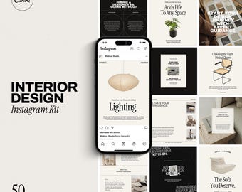 Interior Design Instagram. Home Decor Template. Interior Designer Social Media. Interior Decorator. Interior Design Template. Canva Template