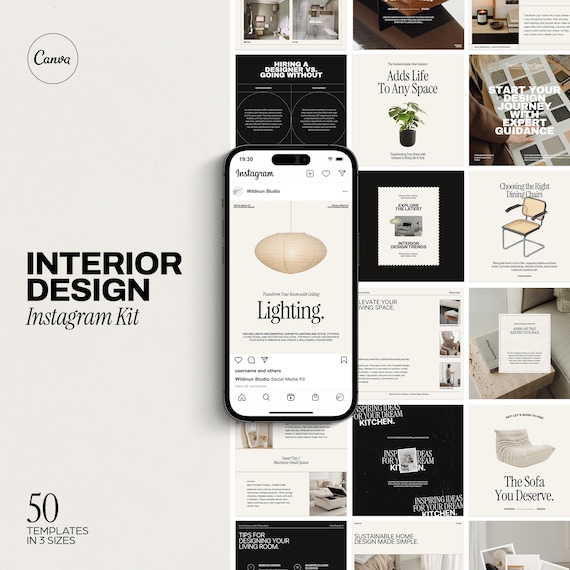 Interior Design Instagram. Home Decor Template. Interior Designer Social Media. Interior Decorator. Interior Design Template. Canva Template