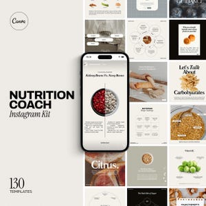 Nutrition Coach Instagram Templates: Social Media Kit (Canva)