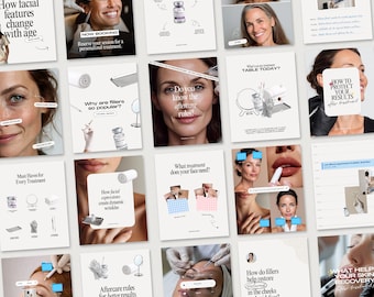 Botox and Filler Instagram Templates for Med Spa Marketing. Aesthetic Dermal Filler and Injector Instagram Canva Template. Luxury Med Spa Ig