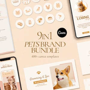 Pet Business Branding Bundle: Canva Templates, Logo, Pflegeleitfaden