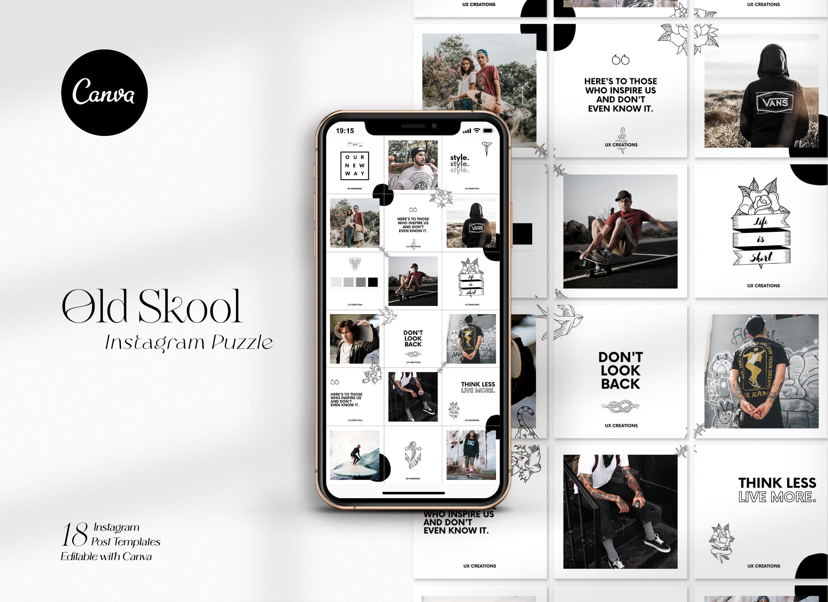 Trad INSTAGRAM PUZZLE TEMPLATE Social Media Posts for Etsy