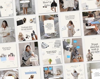Neutral Instagram Template for Coaches and Content Creators. Social Media UGC Trending iOS Core. Faceless Digital Marketing Canva Template
