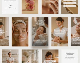 Mallar för Instagram-injektorer, kit för sociala medier med Botox och fillers, inlägg från estetiska kliniker, Canva-mall för sjuksköterskor med injektorer, paket med dermatologi