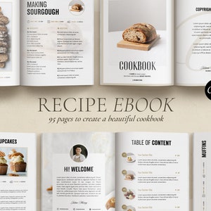 Modelo de e-book de receitas para Canva. Modelo de livro de receitas. Revista de Receitas. Blogueiro de comida. Modelo de Canva de livro de receitas. Ímã de chumbo. Revista Alimentar
