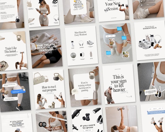 2026 Fitness Canva Templates for Coaches, Gym Social Media Bundle, Editable Workout Posts, Personal Trainer Marketing Kit