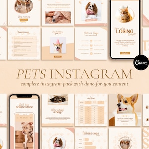 300+ Pets Instagram Templates for Canva. Pets Complete Instagram Bundle. Social Media Template for Dog and Pet Businesses. Pet Bloggers