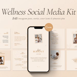 848 Wellness Instagram Templates with Real Content. Self Care Instagram Templates. Instagram Template Canva for Health and Wellness Business
