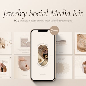 Jewelry Instagram Templates: Social Media Branding Kit (Canva)