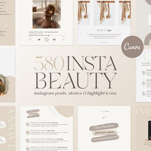 180 Natural Beauty Instagram Template. Beauty and Skincare Business Branding. Beauty Social Media Post and Stories. Beauty Canva Template