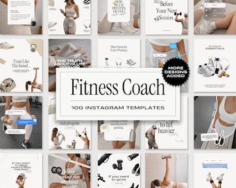 Fitness Instagram Templates for Personal Trainers and Fitness Coaches. Canva Gym Social Media Templates for Workout Coaches