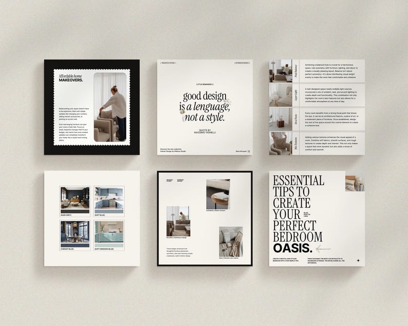 May include: A collage of images with tips for creating a perfect bedroom oasis. The text reads "Essential Tips to Create Your Perfect Bedroom Oasis."