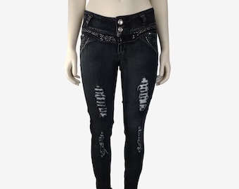 Y2K Low Rise Skinny Jeans Distressed Faded Wash Vintage 2000s