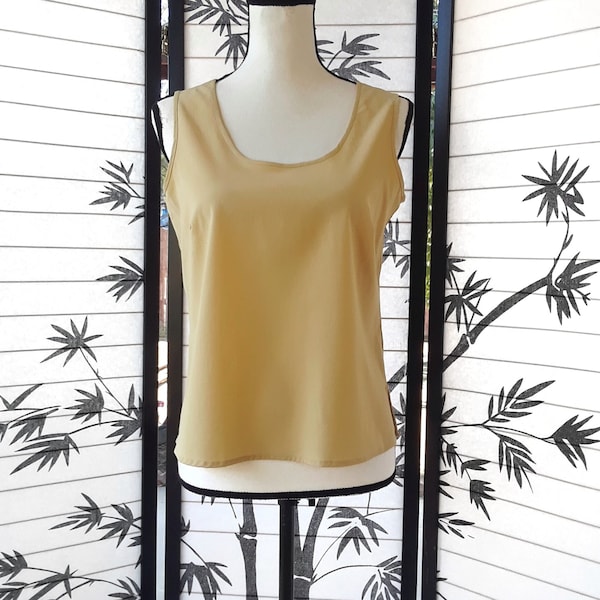 Vintage 1990s Apparenza Silky Golden Tan Sleeveless Tank Shell