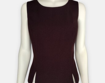Vintage Liz Claiborne Brown Sleeveless Fitted Peplum Hem Top