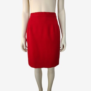 Vintage 1990s Lipstick Red High Waisted Pencil Skirt Size 2/ 4