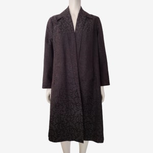 Vintage 1950s Black Embroidered Oversized Lightweight Clutch Swing Coat - One Size
