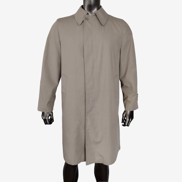 Vintage London Fog Khaki Button Down Trench Coat With Faux Fur Liner Size 40L