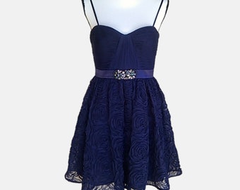 blue and brown lace dress Dust And Desire Lace Asymmetrical Midi Dress Brown | Blue | Brown | Blue | Womens
