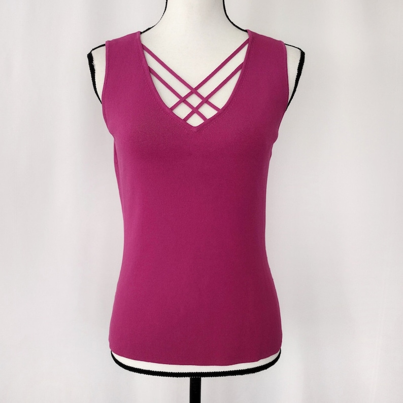 Vintage Y2K Cable & Gauge Purple Strappy Sleeveless Knit Top image 1